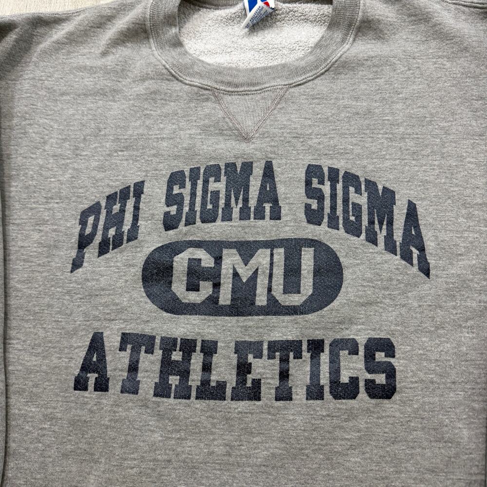Vintage Central Michigan Phi Sigma Sigma Sweatshirt Size 2XL Sorority USA Made - Picture 3 of 10